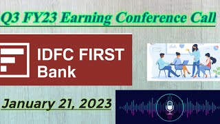Idfc First Bank Share Q3 FY23 Earnings Conference Call | Idfc First Bank Share Latest news