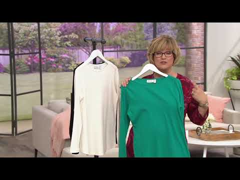 Denim & Co. Essentials Ribbed Boatneck Long-Sleeve Top on QVC