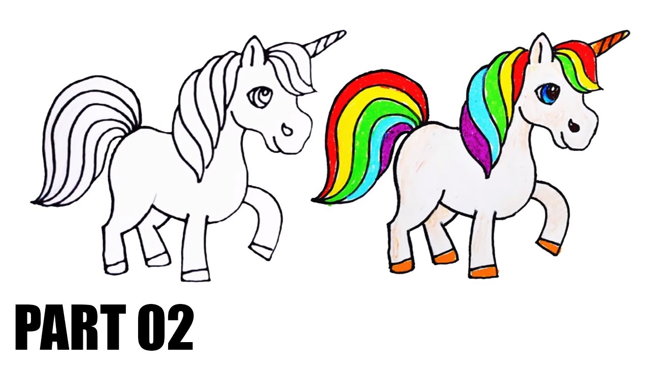 How to Color A Rainbow Unicorn  for Kids Part 02 YouTube