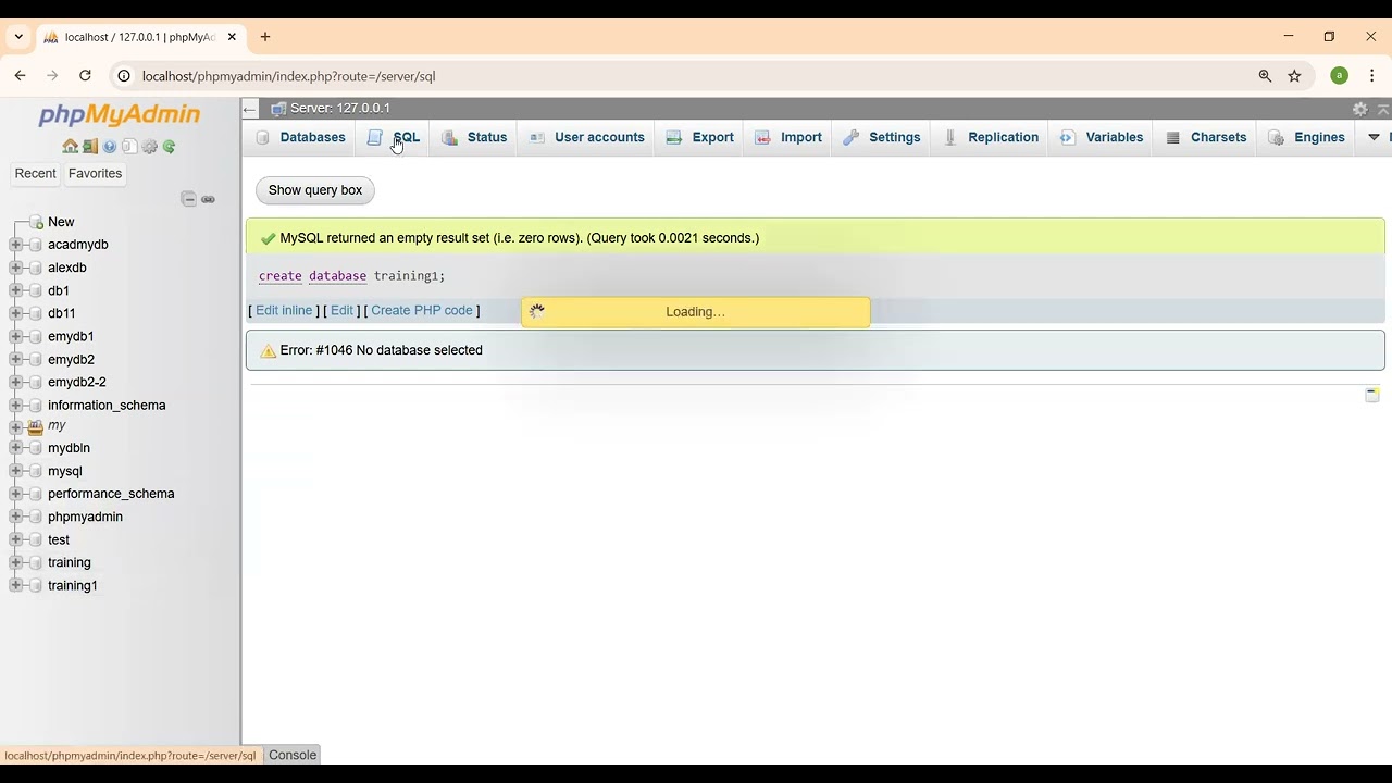 إنشاء قاعدة البيانات