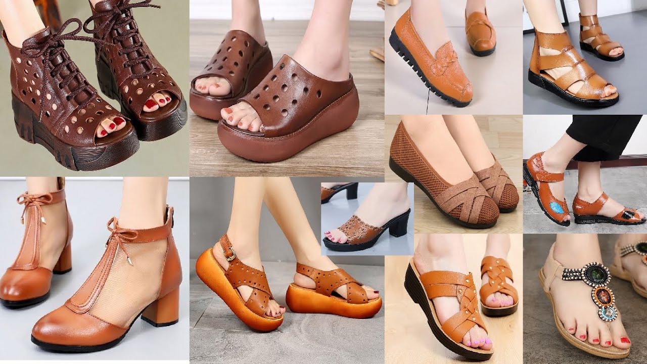 Brown Genuine Leather Sandals for Women, Ladies Womens Shoes