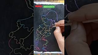 Scratch-art with Oil pastel, Sgraffito Art #shorts #oilpastel