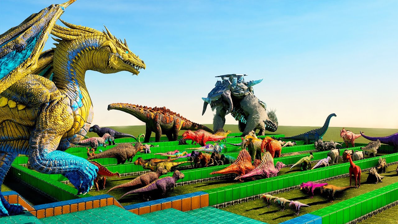 DRAGON🐉 VS DINOSAURS & ICE TITAN
