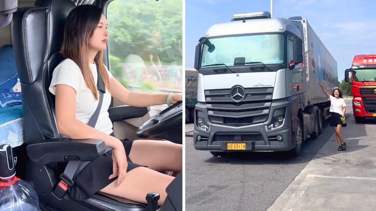 Женщина-водитель грузовика Чжан Цююнь занимается перевозкой и безопасной доставкой свежих продуктов