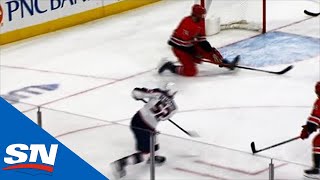 Jaccob Slavin Shows Off Goaltending Skills With Crazy Heel Save To Rob Emil Bemstrom