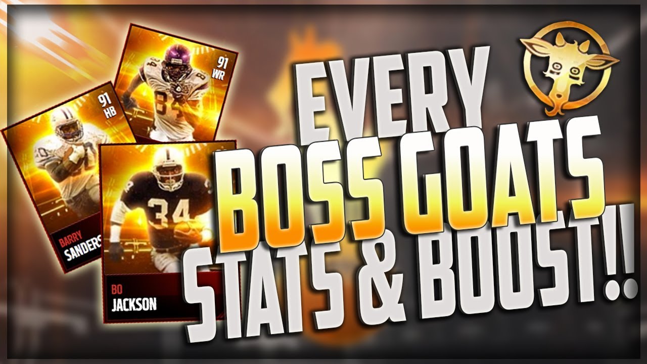 MADDEN MOBILE 18 ALL BOSS GOAT CARDS STATS & BOOST!! YouTube