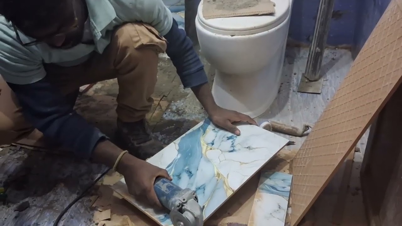 Bathroom pillar wall tiles installation work in India 🇮🇳 || 