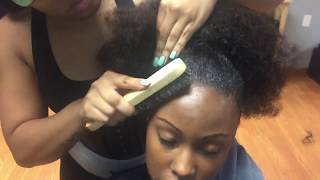 Natural hair blending technique with curly weave ; mercy's hair extensions