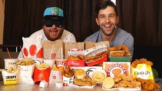 CHICKEN TENDER + BLINDFOLD FASTFOOD CHALLENGE! (GUESS THE RESTAURANT)