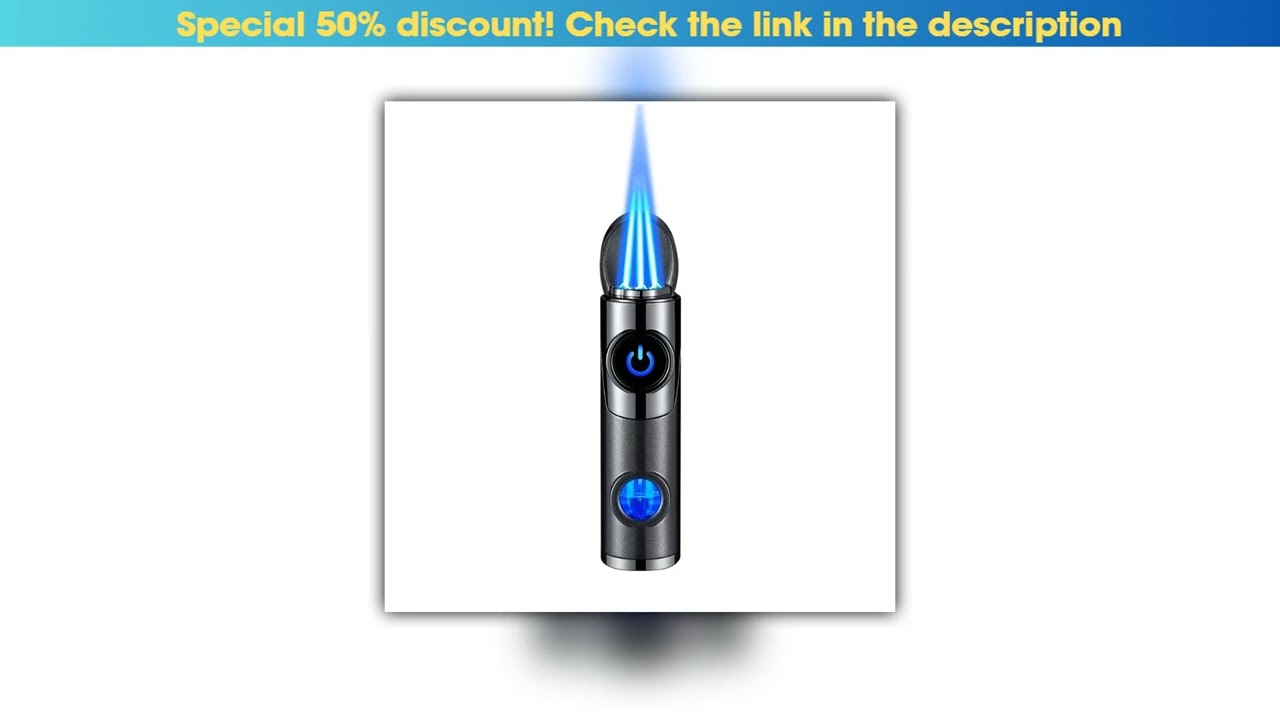 Get Creative Three Jet Windproof Blue Flame Butane Gas Torch Lighter Visible Gas Blue Light Window•