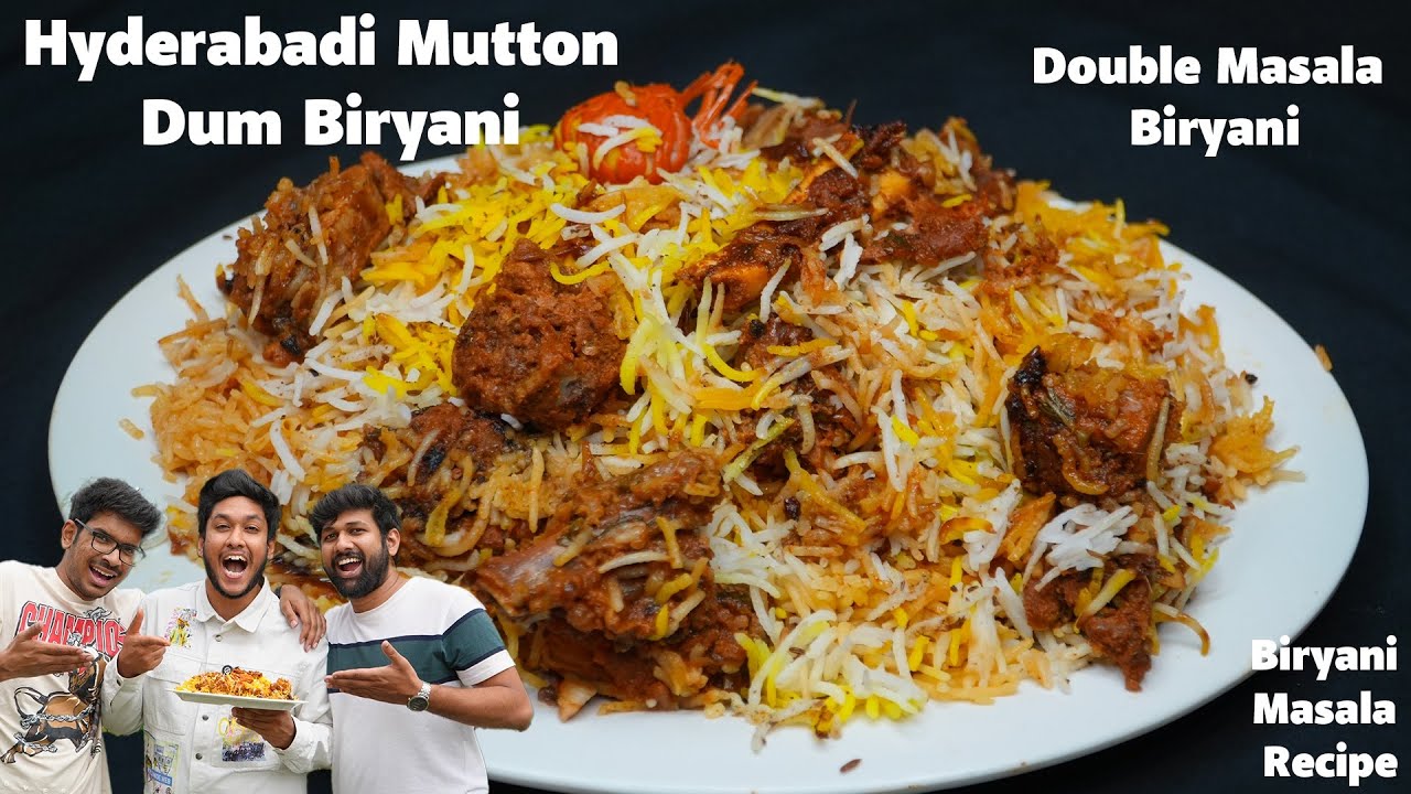 Hyderabadi Mutton Biryani - Kachi Ghost Biryani - Biryani Masala Recipe - Double Masala Dum Biryani