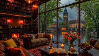 Quiet Rainy European Cafe Jazz | Soft Piano Jazz with Clock Tower View for Calm and Deep Focus screenshot 5