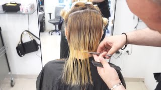 SUPER HAIRCUT - SHORT BLONDE BOB CUT WITH LAYERES AND BANGS