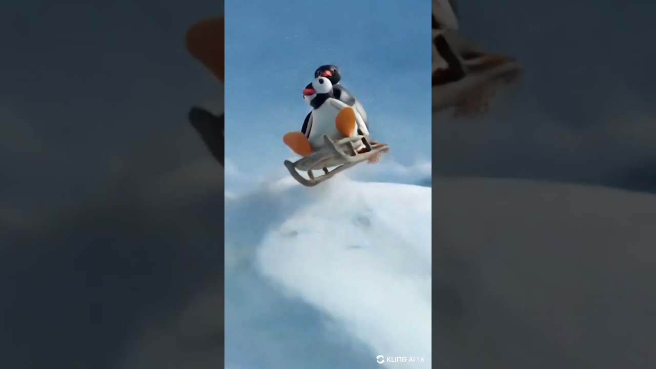 Flying penguins on a sled