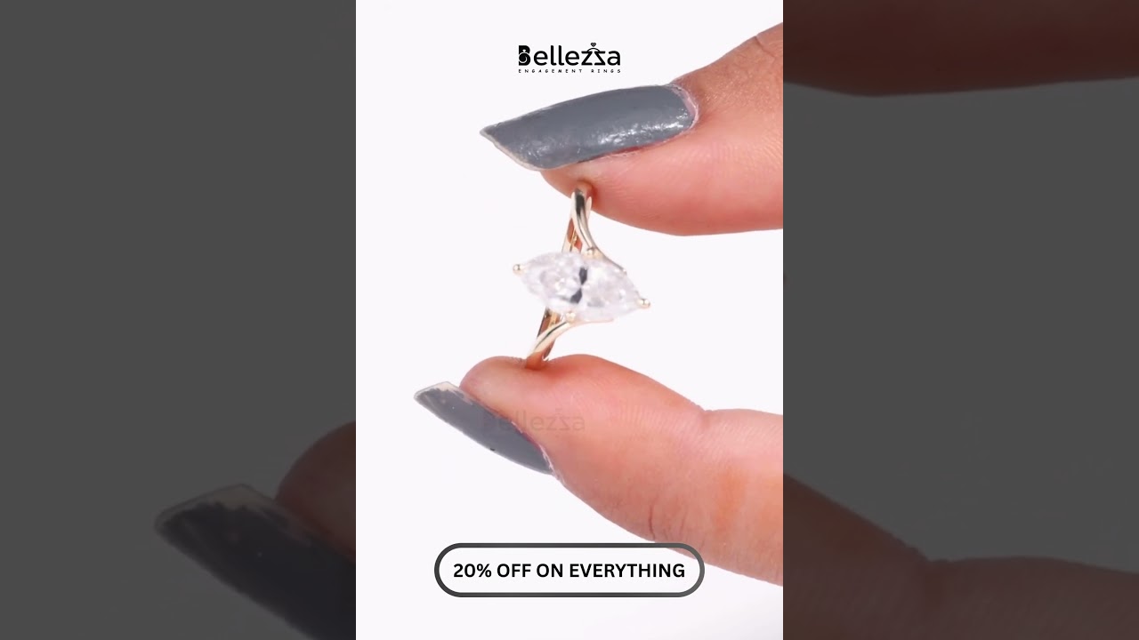 Marquise Cut Solitaire Moissanite Engagement Ring with Elegant Timeless Sparkle