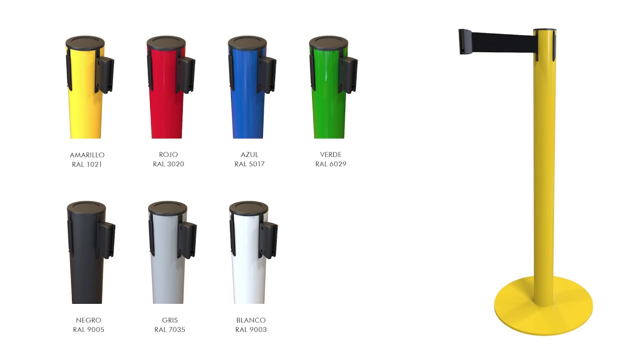 Postes separadores cinta extensible retráctil para delimitar espacios
