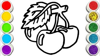 Cherry Drawing,Painting And Coloring For Kids, Toddlers Easy Drawing