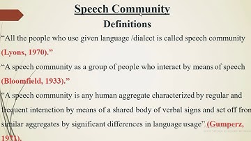 Language & Linguistics Sociolinguistics Speech Community