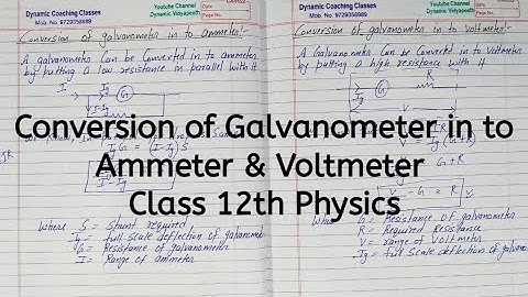 Conversion of Galvanometer in to Ammeter and Voltmeter, Chapter 4, Moving Charges, Class 12 Physics