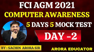 FCI AGM 2021 Computer Awareness Mock Test | FCI AGM Exam 2021 Computer Test Series | Day-2 |