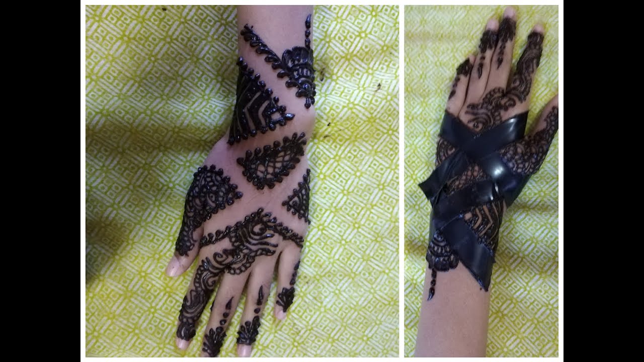 Cello tape Beginner Friendly Back Hand Henna Design For Eid 2020 YouTube