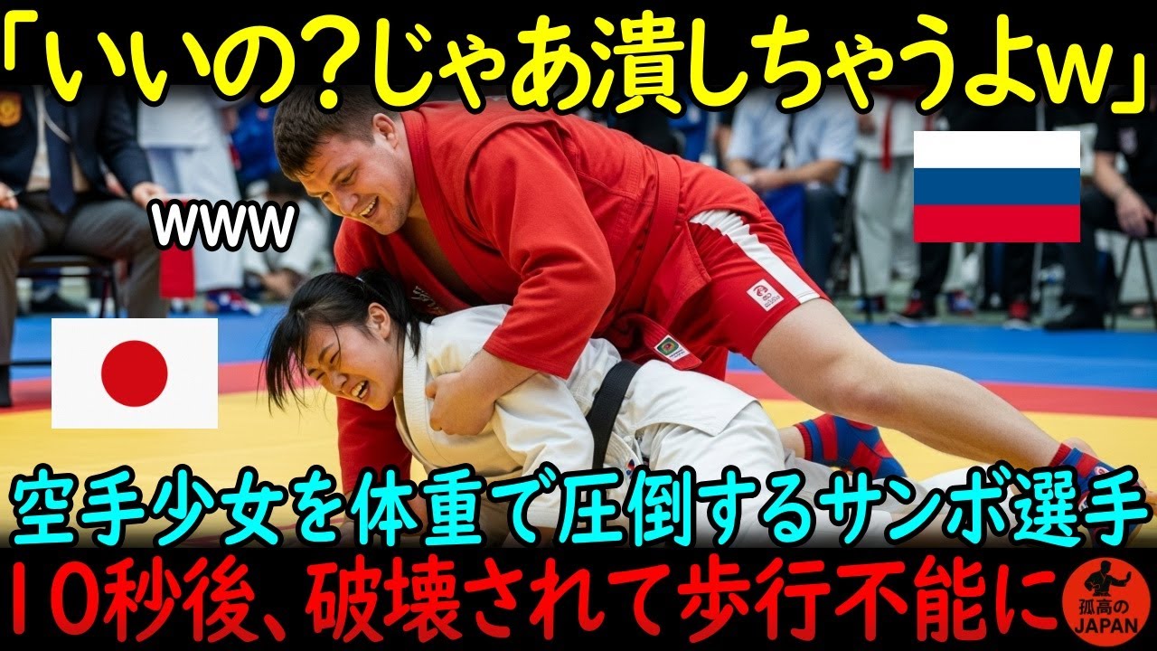 「体重差の前では無力w」。空手少女を見下すロシアの巨漢男性サンボ選手……勝負にならないと思われたが、少女の極真空手が破壊的すぎた【海外の反応】