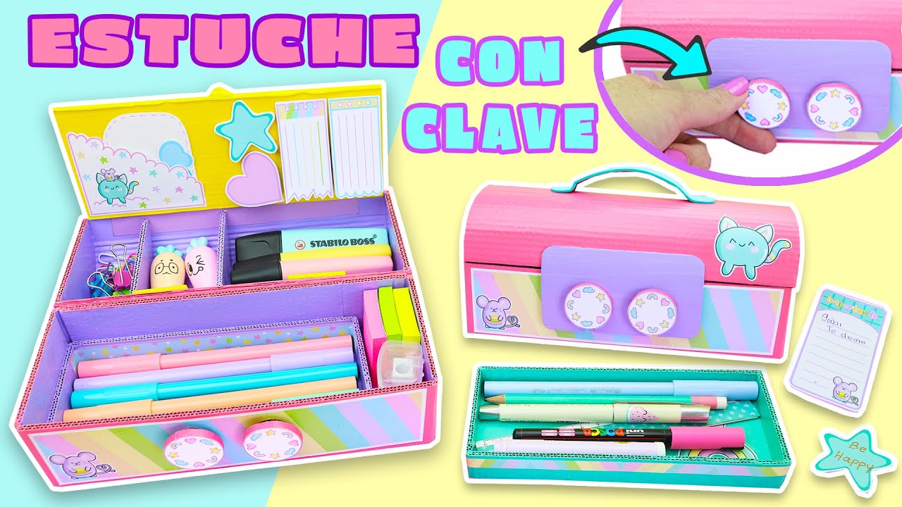 ESTUCHE CON CLAVE SECRETA para abrirlo KittyMouse- Lapicera-Cartuchera Cartón Manualidades aPasos -