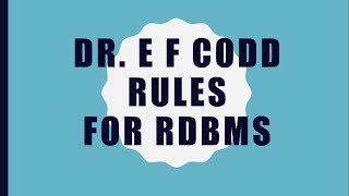 Dr E F Codd Rules In Oracle
