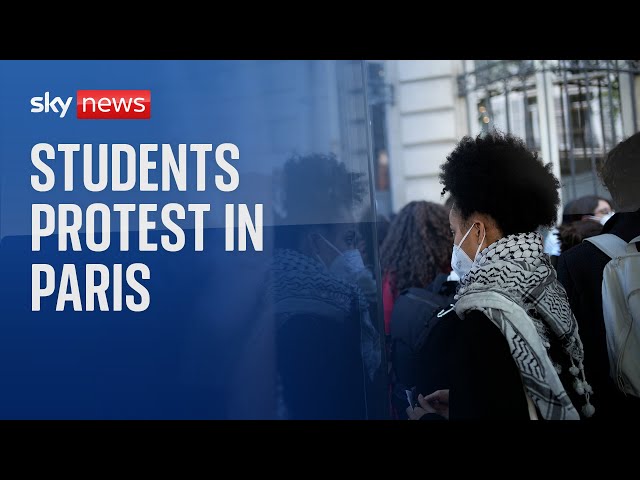 Pro-Palestinian university students in France protest against the Israel-Hamas war