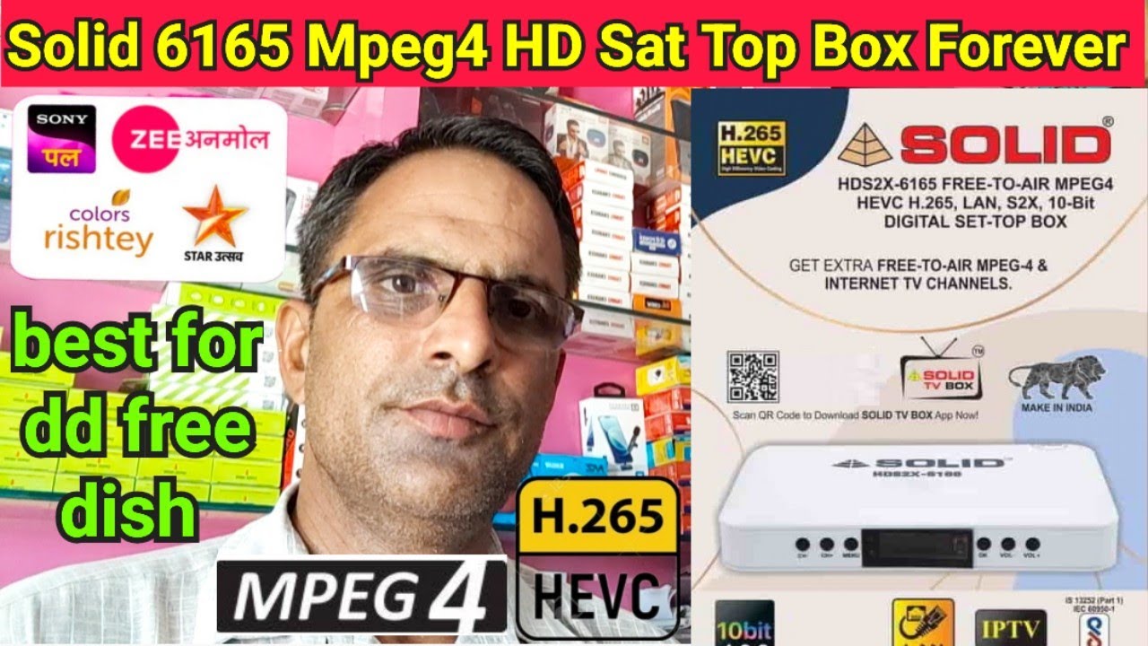 Solid 6165 Mpeg4 HEVC 10 bit Set top box ! Solid Forever Box ! Solid 6155 dd free dish Set top box !