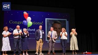 Keynote speaker surprised with Superintendent of the Year award
