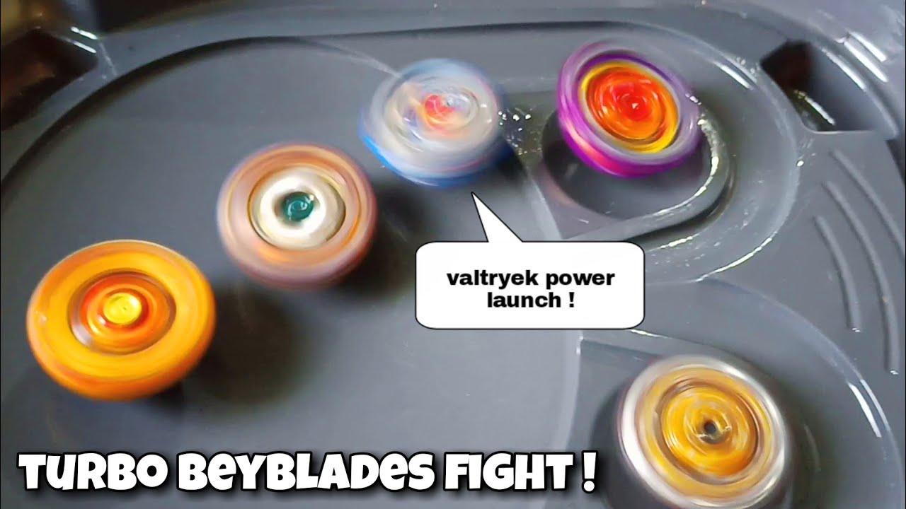 beyblade burst turbo beyblades fight in real life valtryek power launch ! YouTube