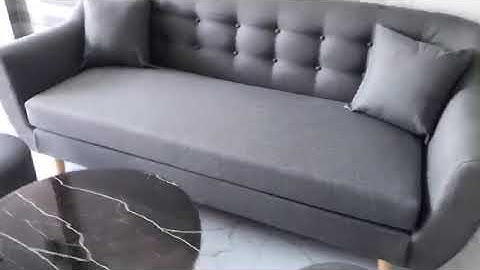 BỘ GHẾ SOFA BĂNG MÀU XÁM GHI ĐEN VẢI BỐ NỆM RỜI Ở TP HCM