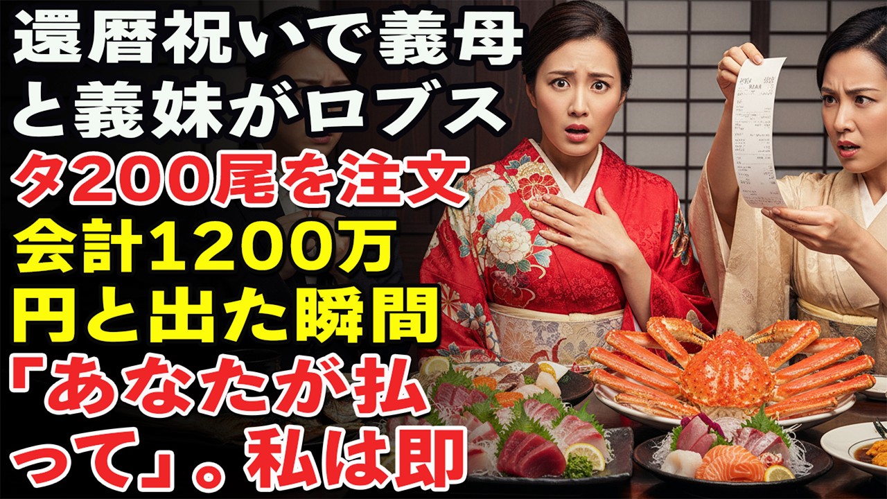 還暦祝いで義母と義妹がロブスター200尾を注文。会計1200万円と出た瞬間「あなたが払って」。私は即――