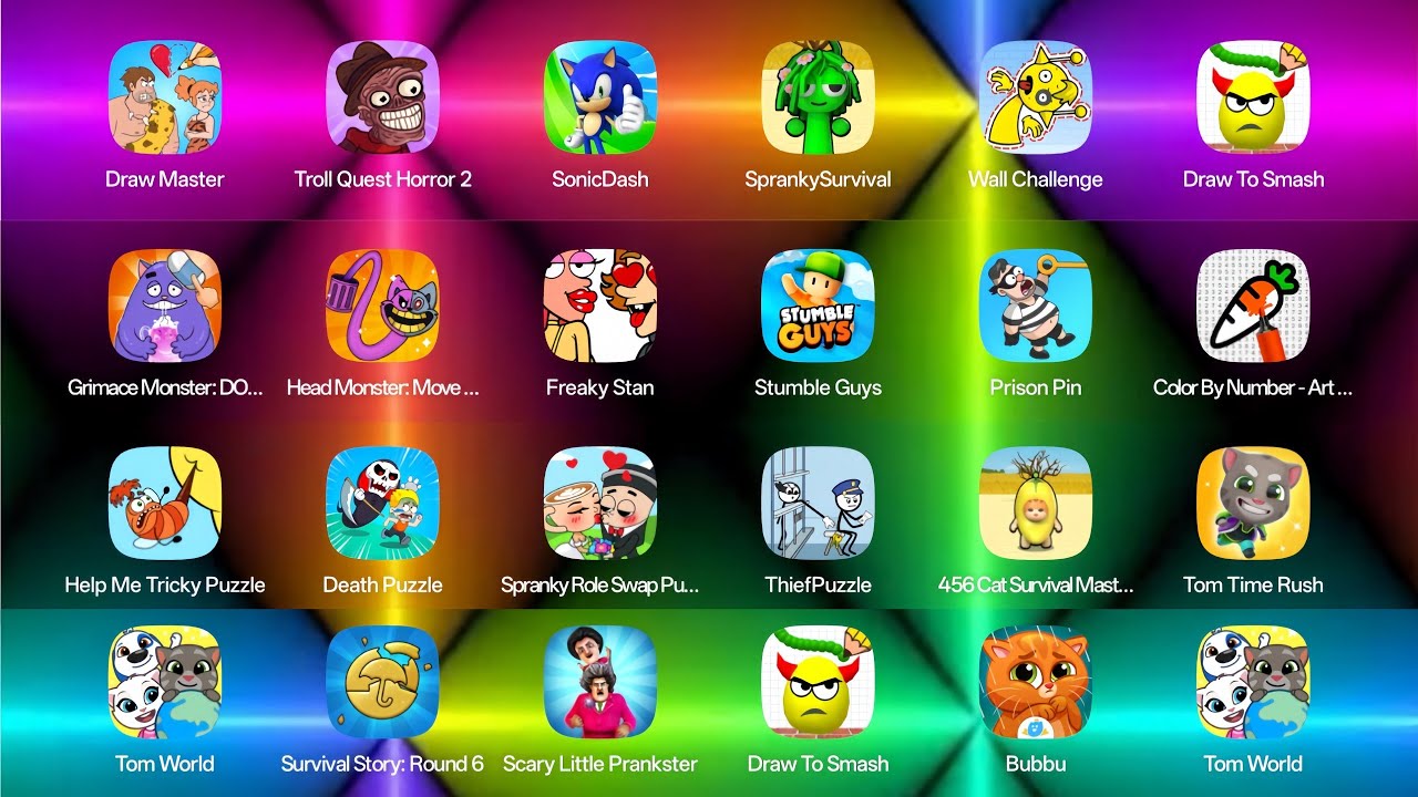 Draw Master,Freaky Stan,Scary Prankster,Death puzzle,Sonic Dash,Draw to smash,Help me,Cat Survival..