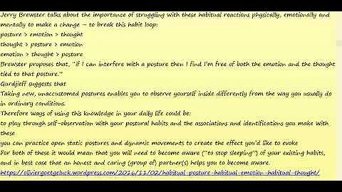 POSTURE EMOTION THOUGHT JERRY BREWSTER AND GURDJIEFF