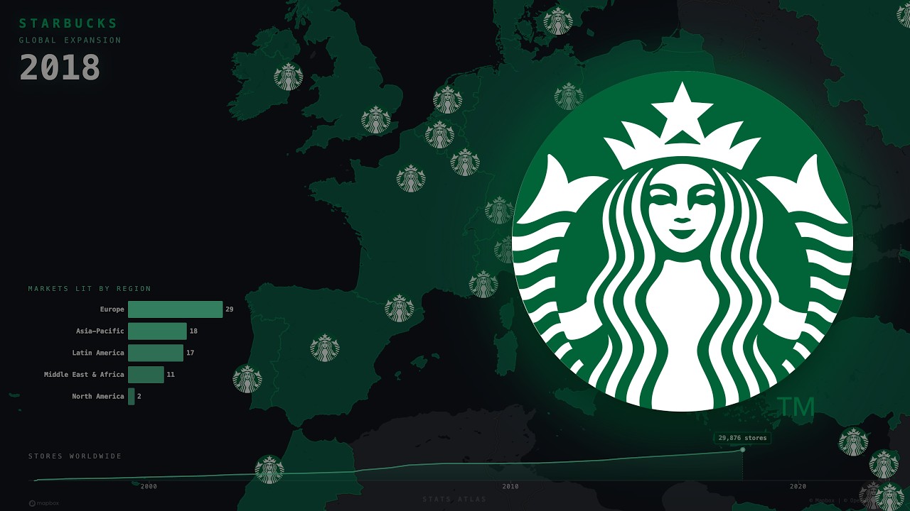 Starbucks' Expansion Mapped: Every Country From 1971 to 2026