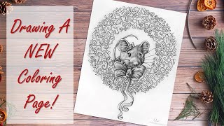 Adult Coloring Sneak Peek! NEW Holiday Coloring Page: Christmas Mouse!