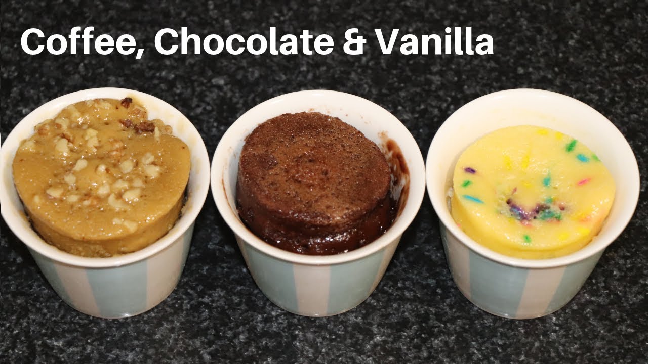 Coffee Chocolate and Vanilla DIY 1 Minute Microwave Cakes by (HUMA IN THE KITCHEN)