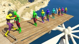 GTA 5 Water Ragdolls Green Spiderman vs Color Spiderman Jumps/Fails  Ep.90 (Euphoria Physics)