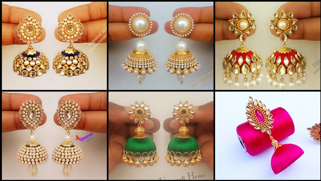 Yaalz Silk Thread Simple Hanging Jhumka Earrings In Assorted Colors