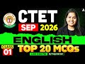 CTET September 2026 English | Top 20 MCQs | English Class By Pooja Mam