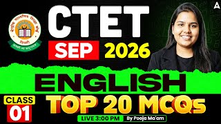 CTET September 2026 English | Top 20 MCQs | English Class By Pooja Mam