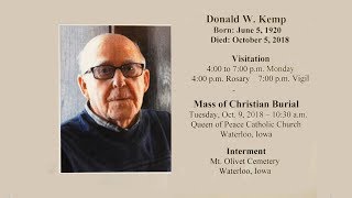 Don Kemp Funeral Waterloo Iowa June 5, 1920 - Oct 5, 2018