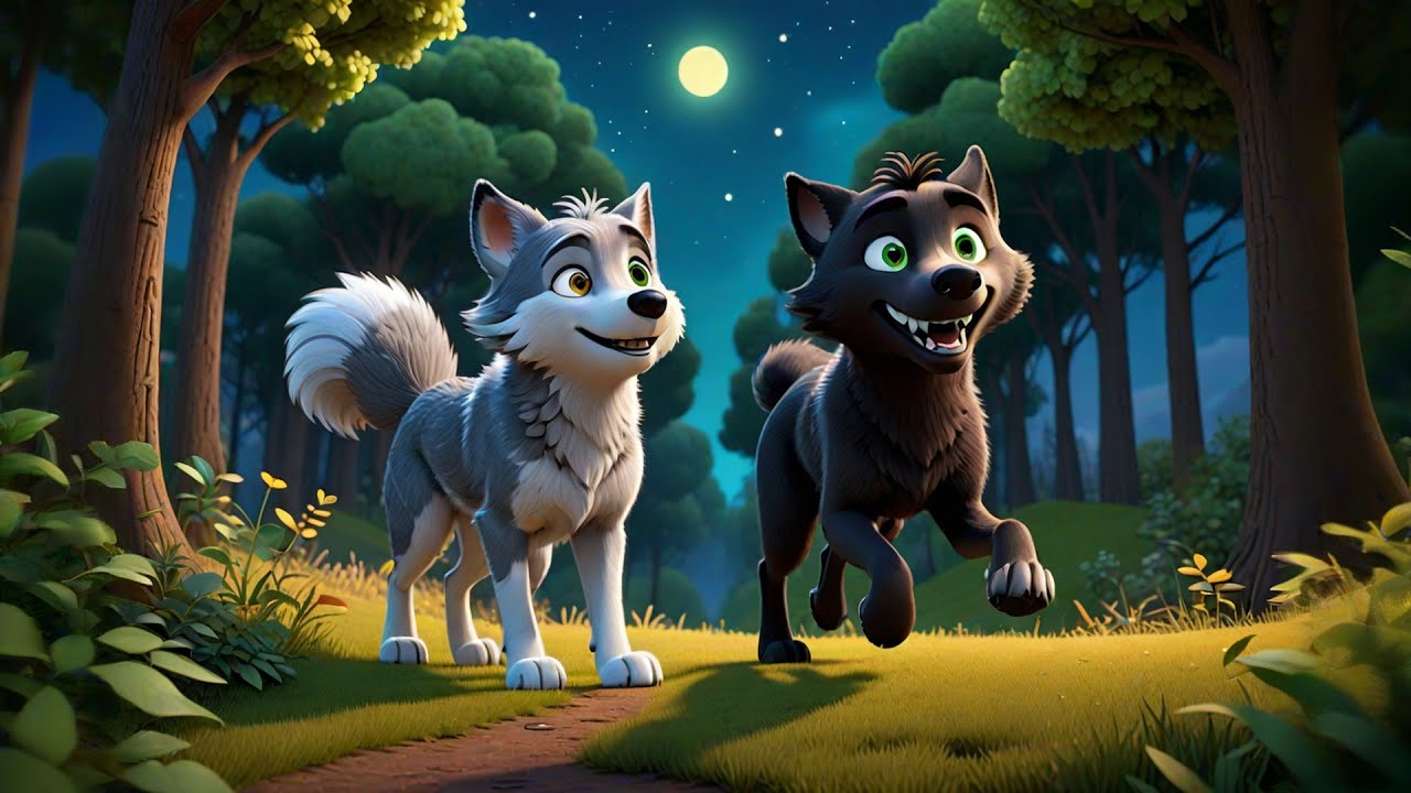 Three Wolves Animation Three Little Wolves Howl at the Moon | Wolf Song for Kids | Nursery ...