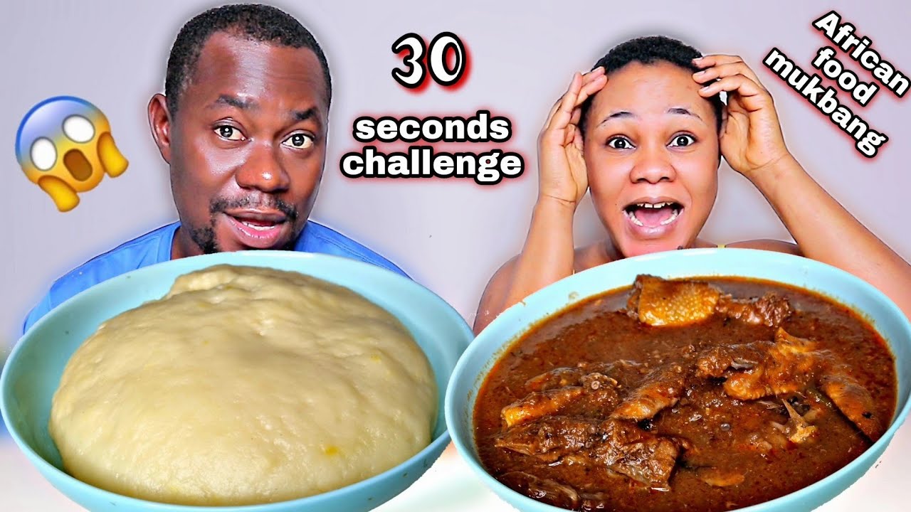 30 SECONDS MUKBANG CHALLENGE | AFRICAN FOOD MUKBANG | FUFU with PEPPER SOUP MUKBANG
