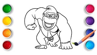 Donkey Kong Walking Coloring Pages | Fun & Educational Coloring pages for Kids