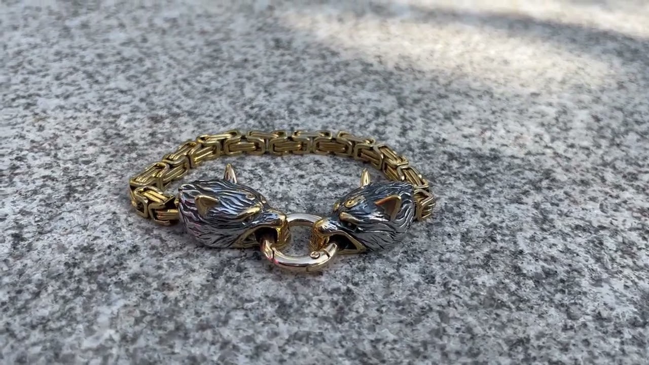 Full gold chain fenrir stainless steel bracelet chinese factory for wholesale