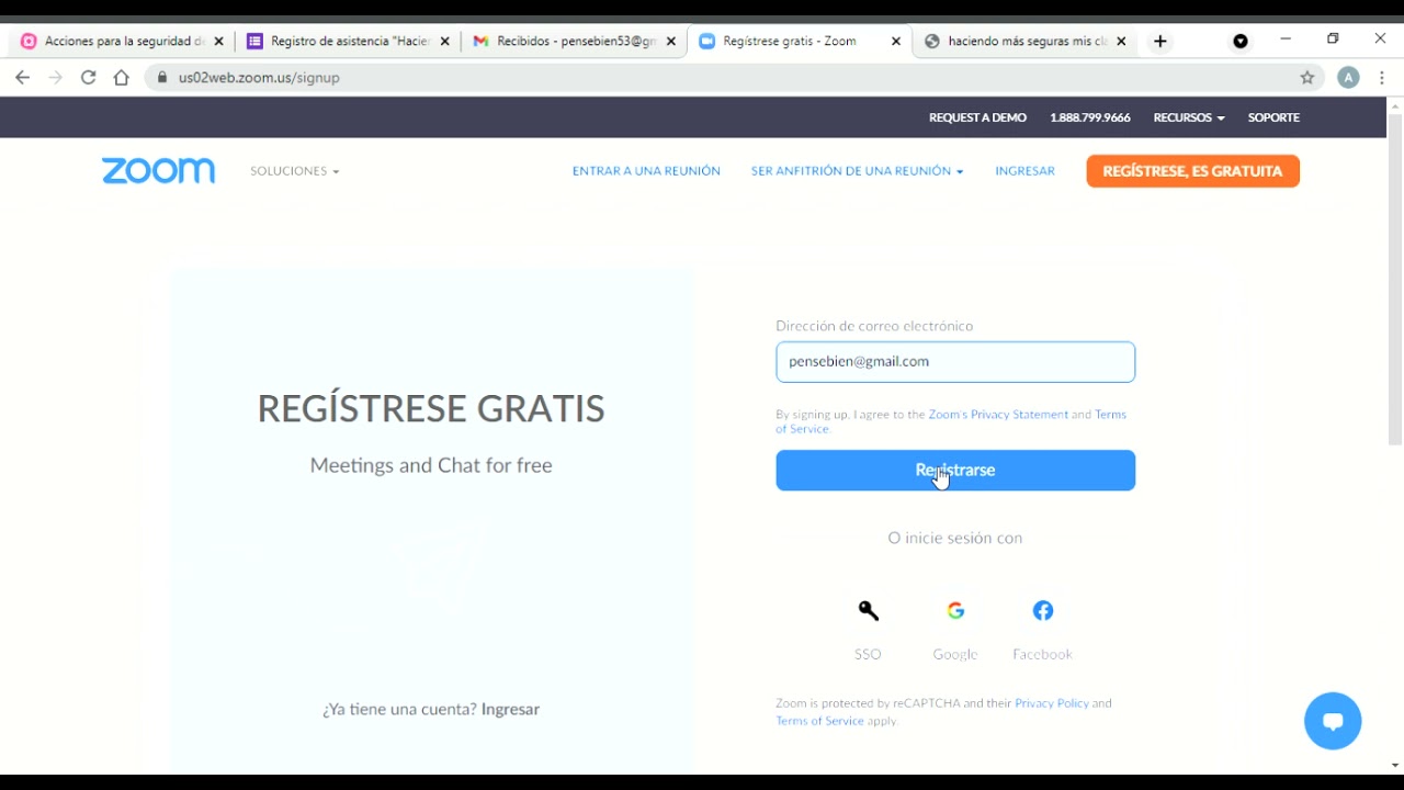 Registro en zoom con correo institucional YouTube