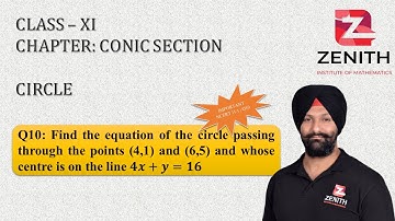 Find the equation of the circle passing through the points (4,1) and (6,5) and whose centre is on...